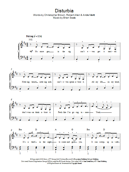 Rihanna Disturbia Sheet Music
