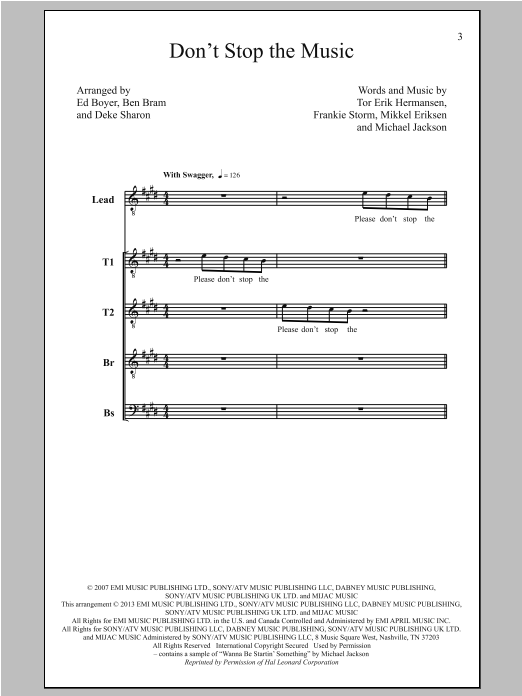 Rihanna Don't Stop The Music (arr. Deke Sharon) Sheet Music