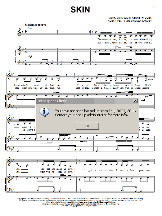 Rihanna Skin Sheet Music