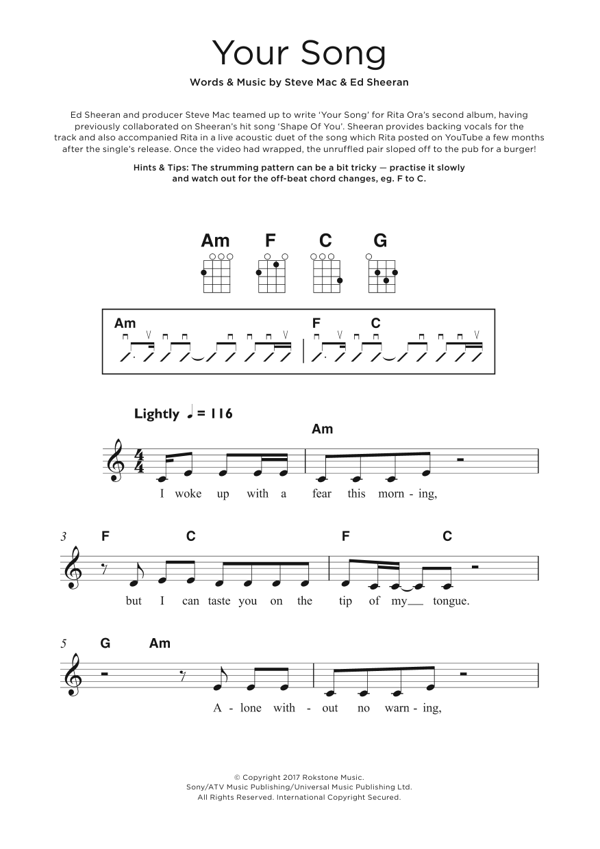 Rita Ora Your Song Sheet Music