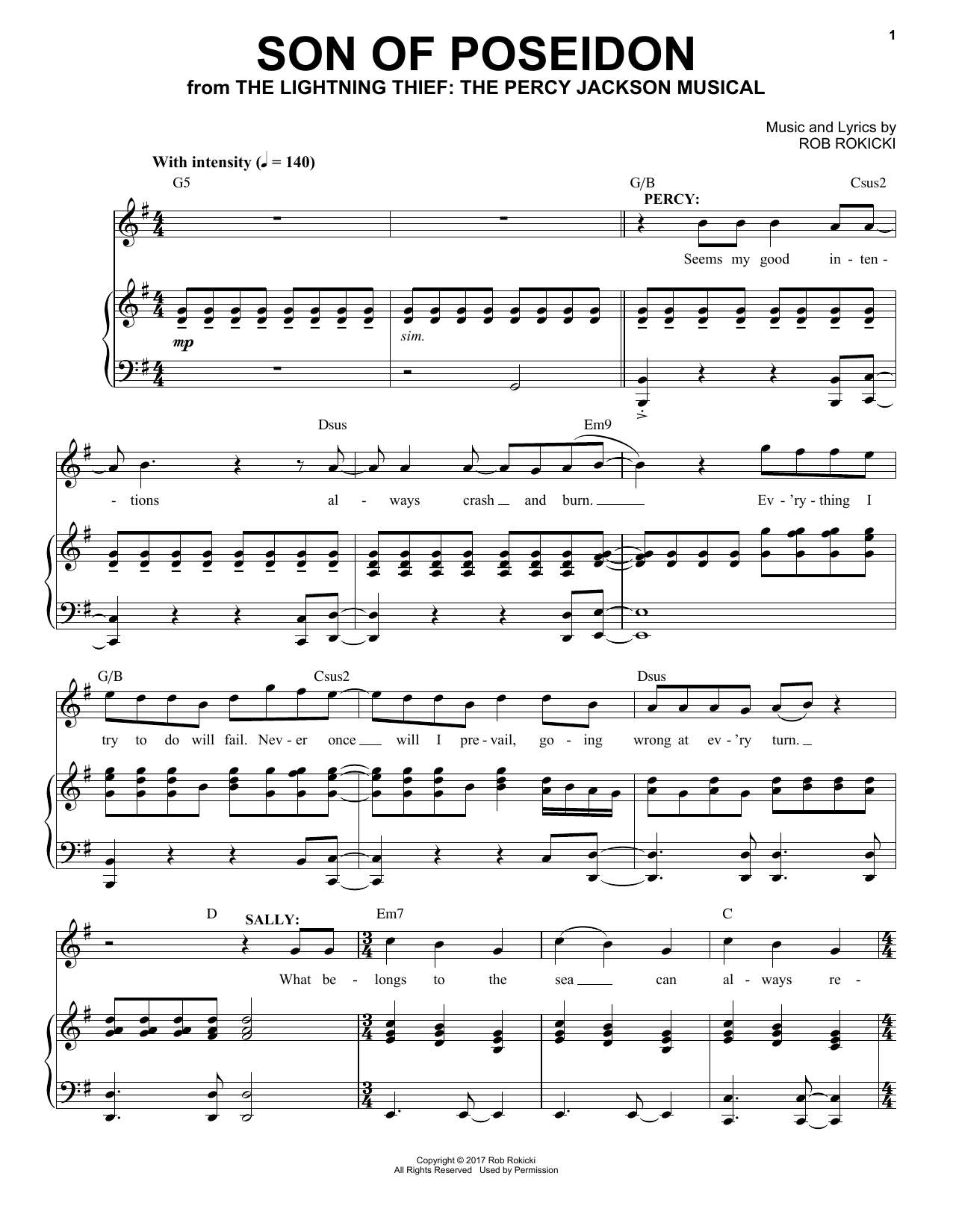 Rob Rokicki Son Of Poseidon (from The Lightning Thief: The Percy Jackson Musical) Sheet Music