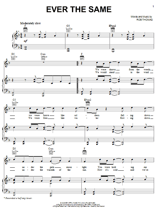 Rob Thomas Ever The Same Sheet Music