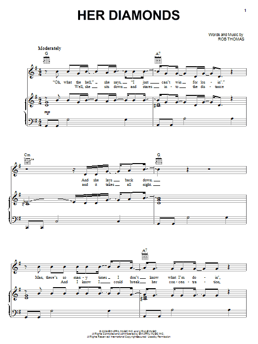 Rob Thomas Her Diamonds Sheet Music