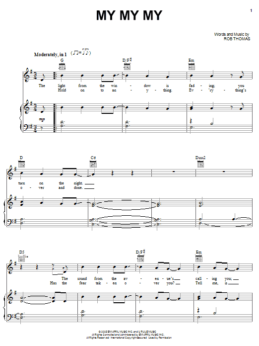 Rob Thomas My My My Sheet Music