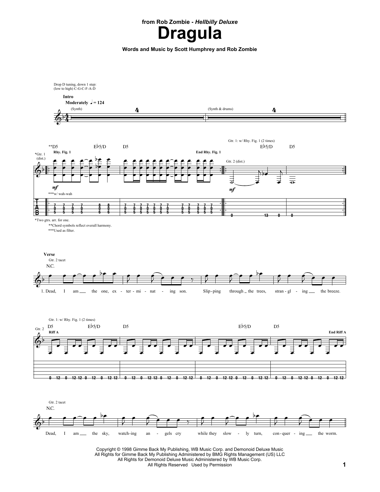 Rob Zombie Dragula Sheet Music