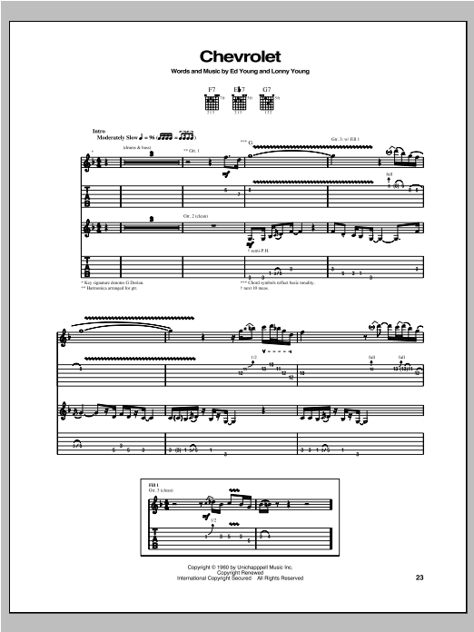Robben Ford Chevrolet Sheet Music