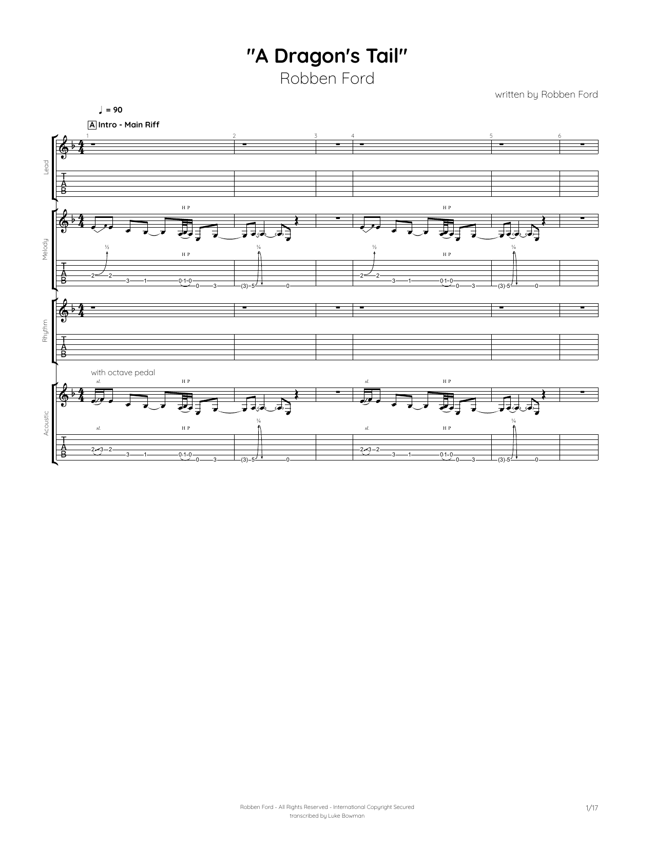 Robben Ford Dragon's Tail Sheet Music