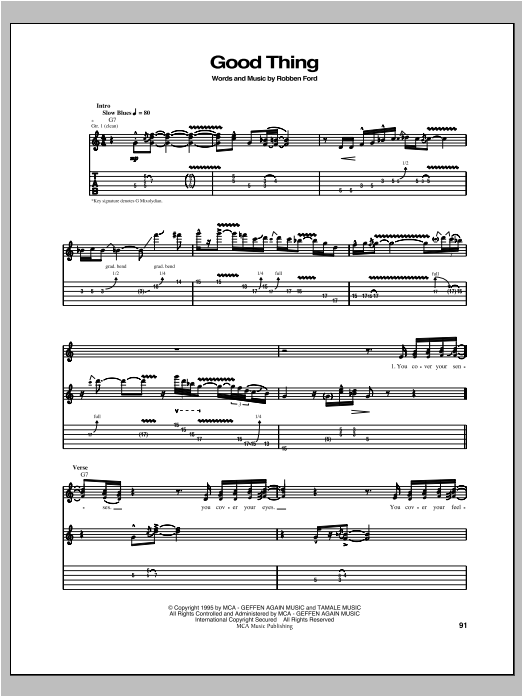 Robben Ford Good Thing Sheet Music