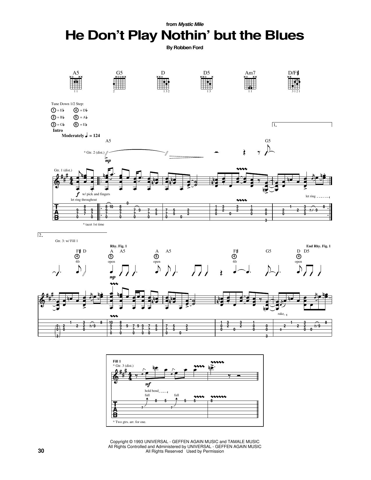 Robben Ford He Don't Play Nothin' But The Blues Sheet Music