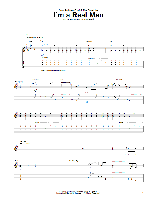 Robben Ford I'm A Real Man Sheet Music