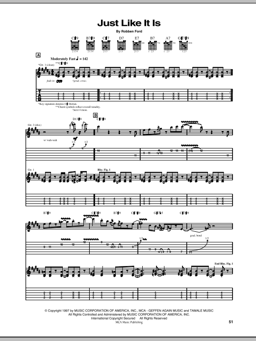 Robben Ford Just Like It Is Sheet Music