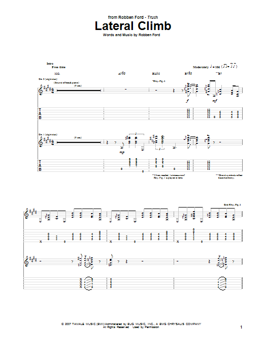 Robben Ford Lateral Climb Sheet Music