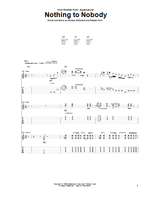 Robben Ford Nothing To Nobody Sheet Music