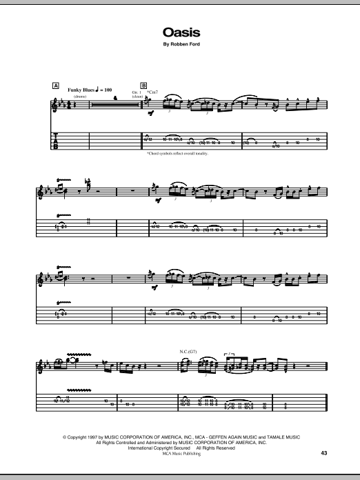 Robben Ford Oasis Sheet Music