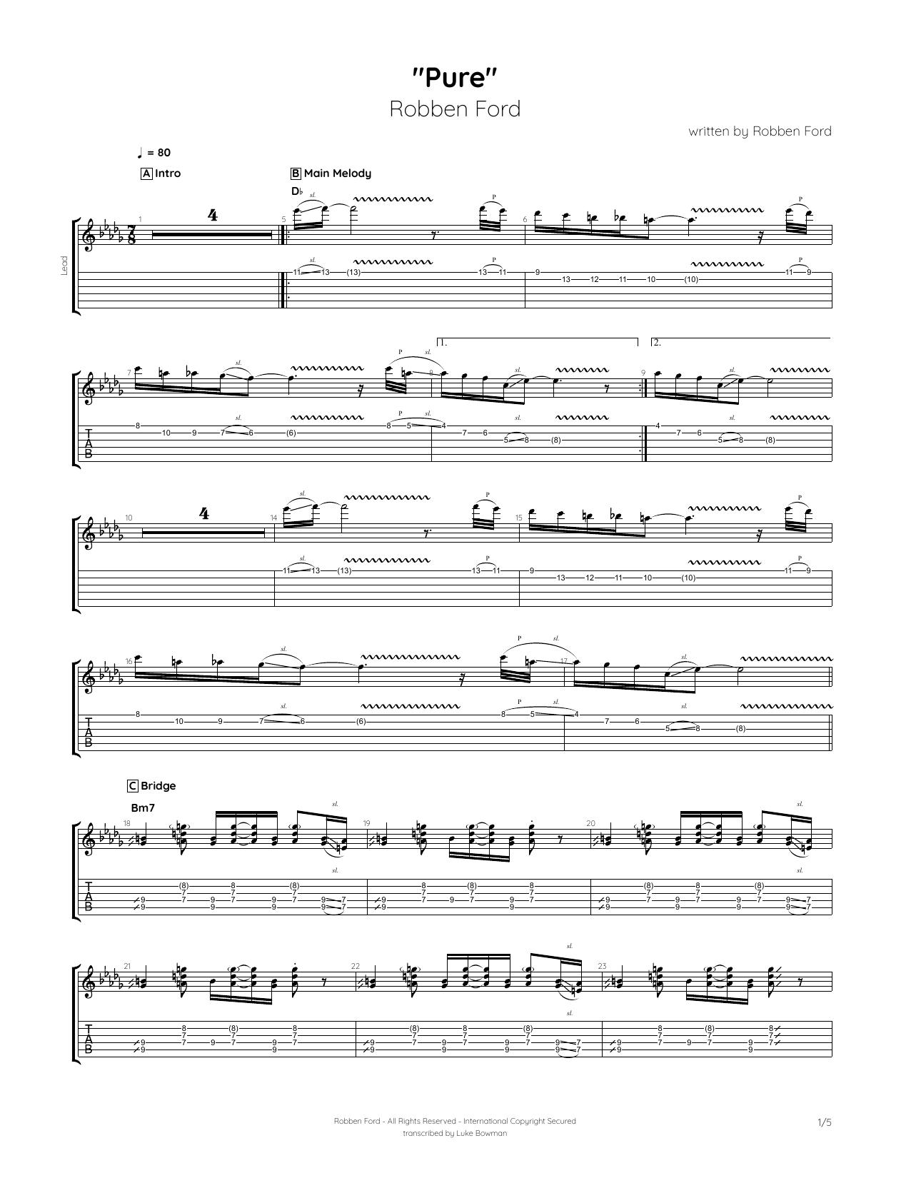 Robben Ford Pure Sheet Music