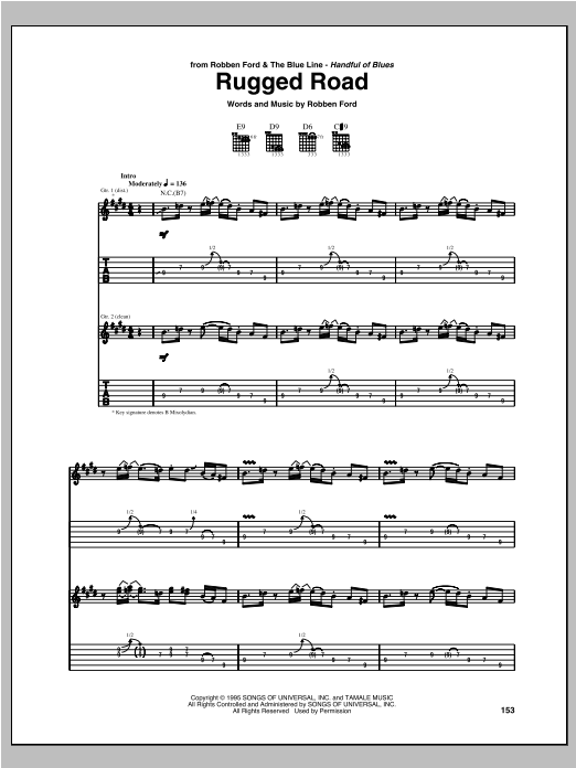 Robben Ford Rugged Road Sheet Music