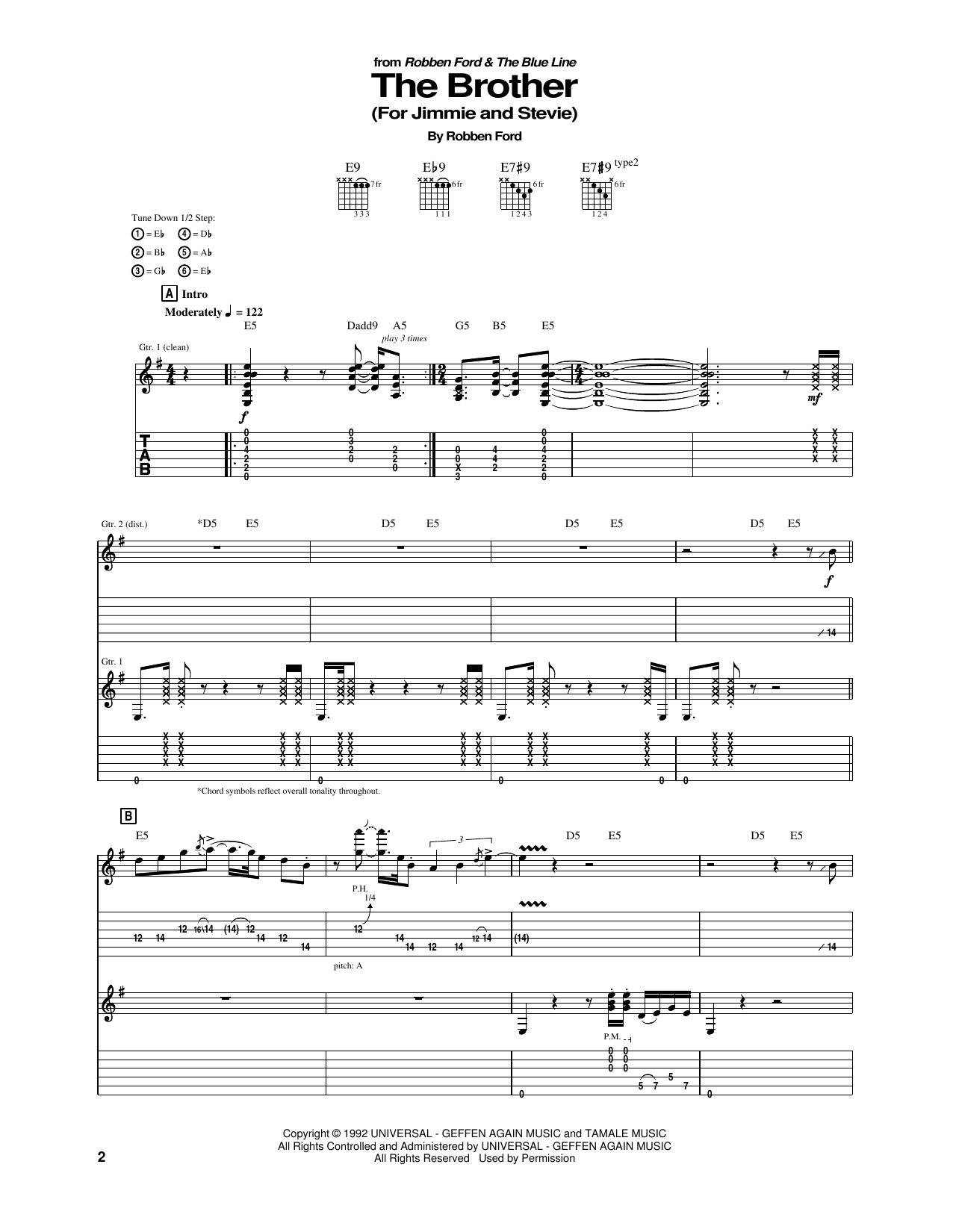 Robben Ford The Brother (For Jimmie and Stevie) Sheet Music