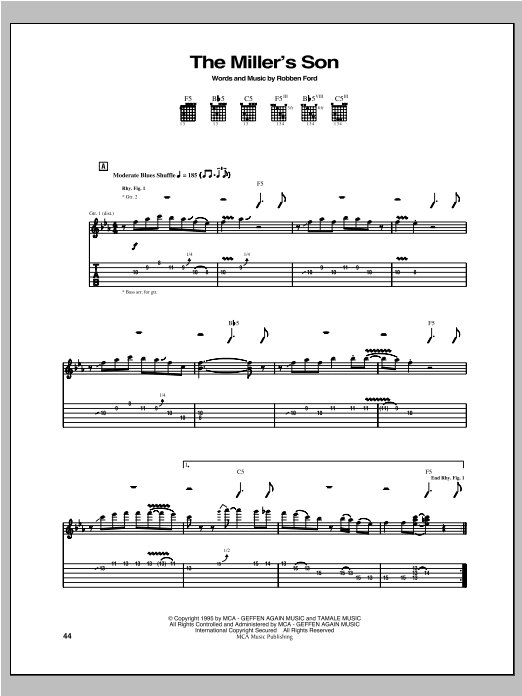Robben Ford The Miller's Son Sheet Music
