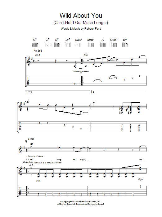 Robben Ford Wild About You (Can't Hold Out Much Longer) Sheet Music