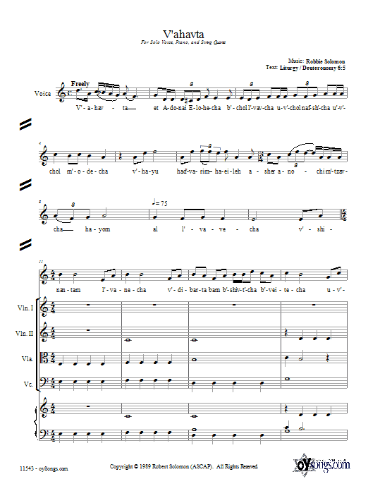 Robbie Solomon V'ahavta Sheet Music