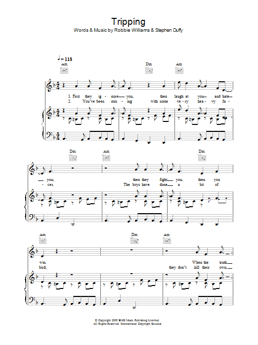 Robbie Williams Tripping Sheet Music