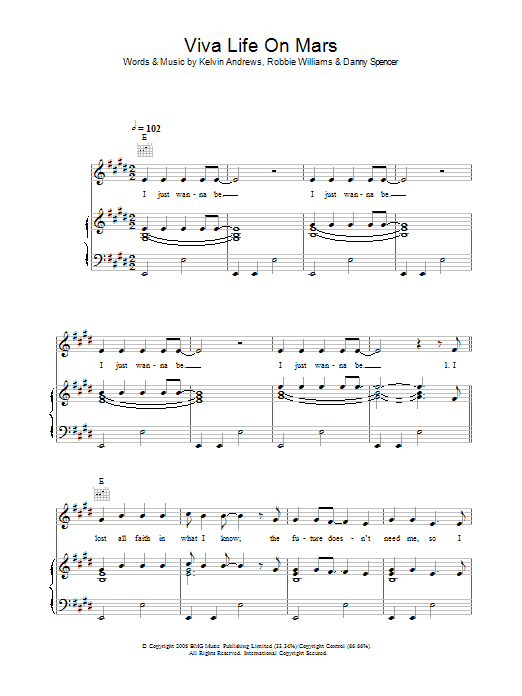 Robbie Williams Viva Life On Mars Sheet Music