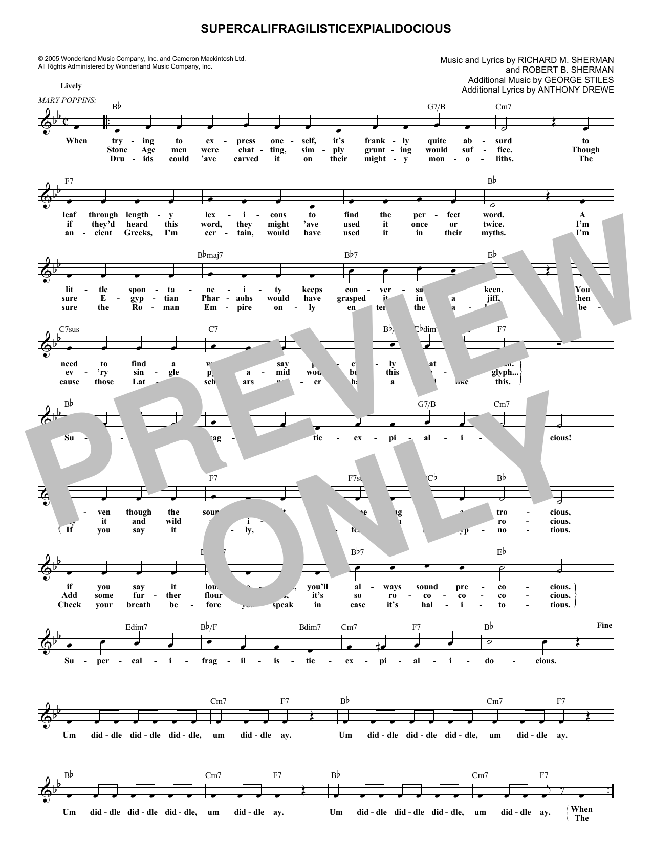 Robert B. Sherman Supercalifragilisticexpialidocious (from Mary Poppins) Sheet Music