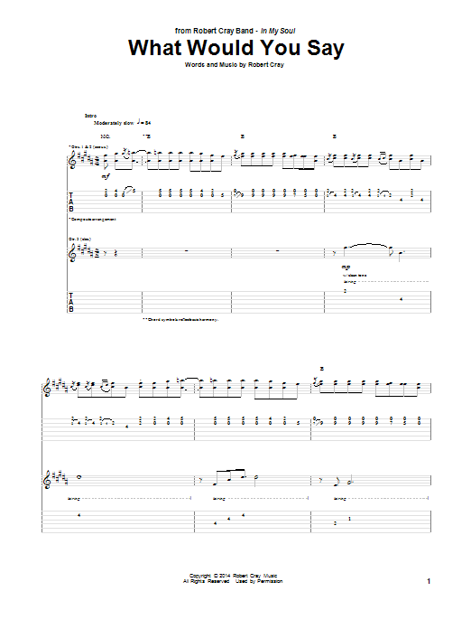 Robert Cray What Would You Say Sheet Music