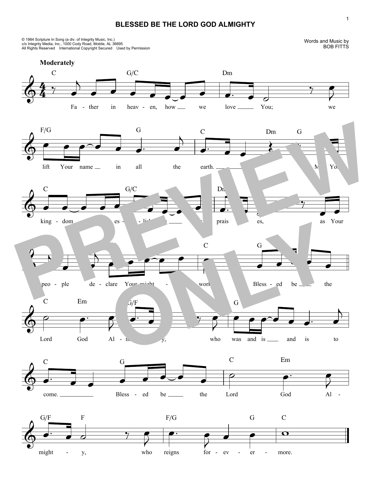 Robert D. Fitts Blessed Be The Lord God Almighty Sheet Music