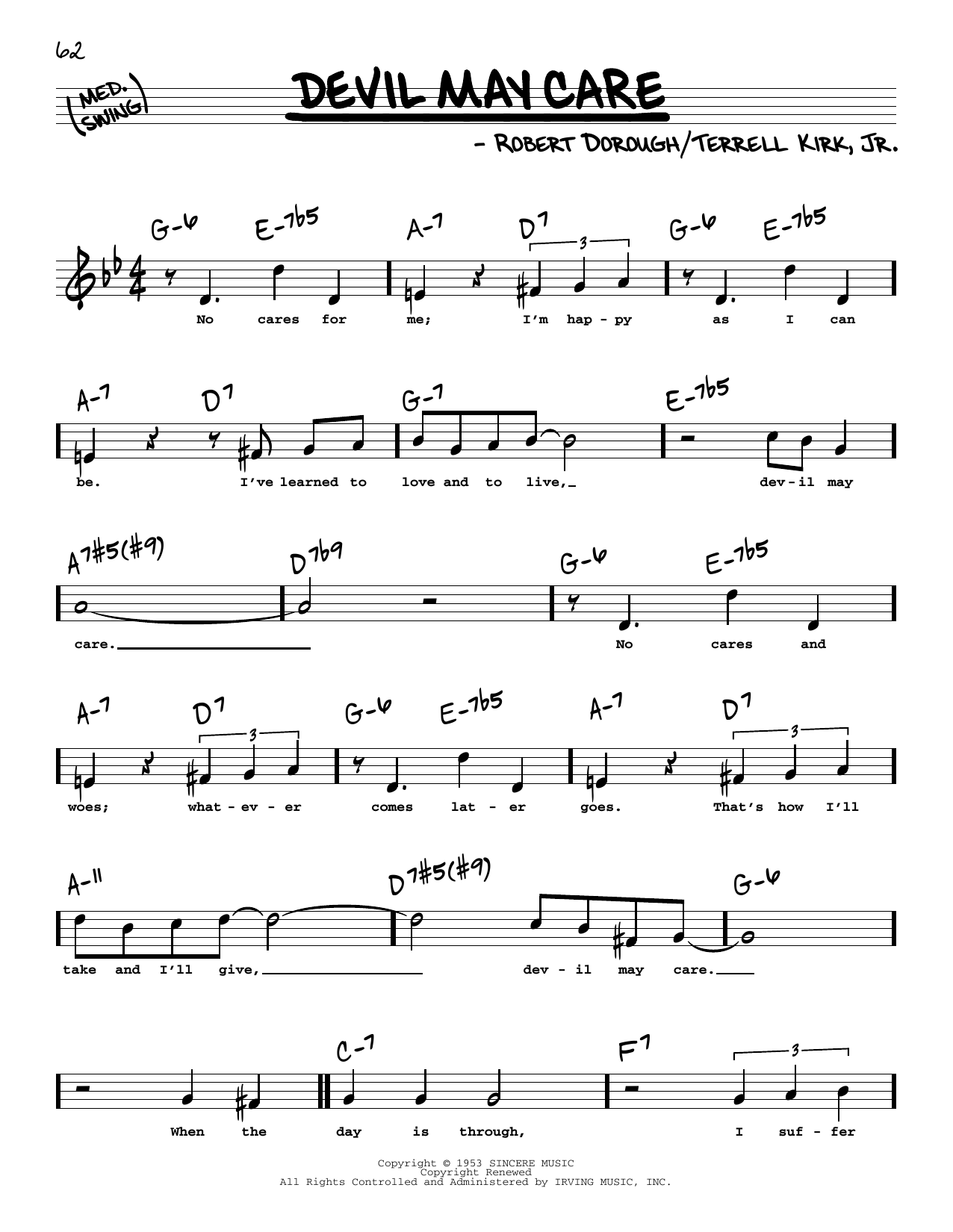 Robert Dorough Devil May Care (High Voice) Sheet Music