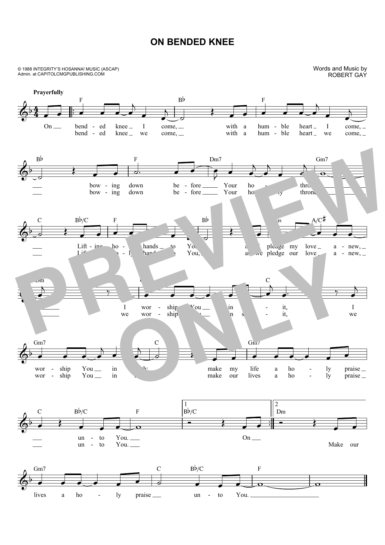 Robert Gay On Bended Knee Sheet Music