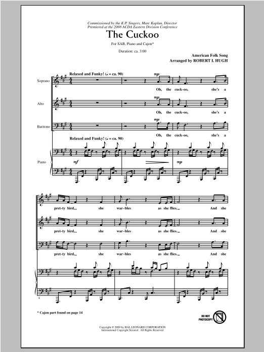 Robert Hugh The Cuckoo Sheet Music