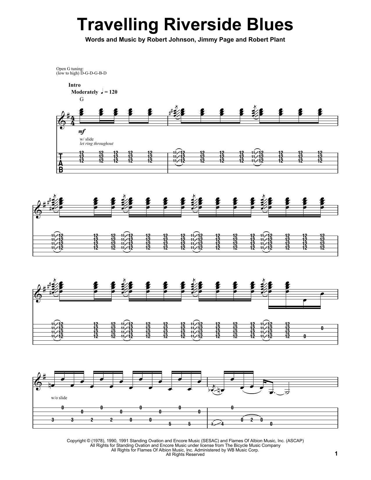 Robert Johnson Travelling Riverside Blues Sheet Music