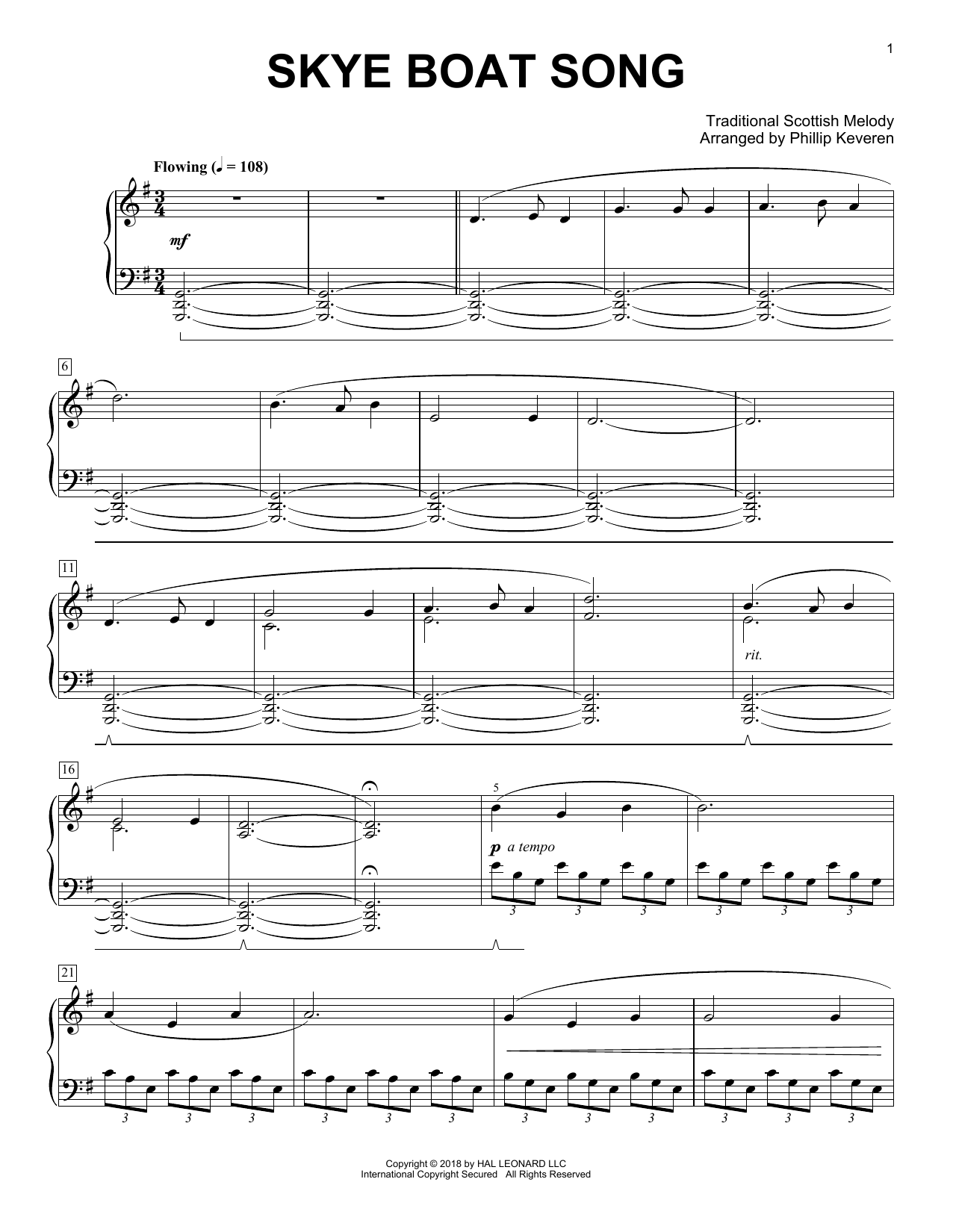 Robert Louis Stevenson Skye Boat Song [Classical version] (arr. Phillip Keveren) Sheet Music