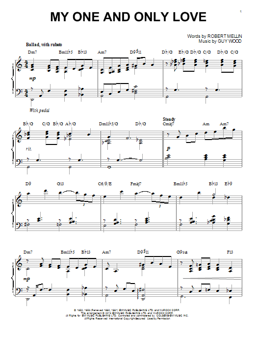 Robert Mellin My One And Only Love (arr. Brent Edstrom) Sheet Music