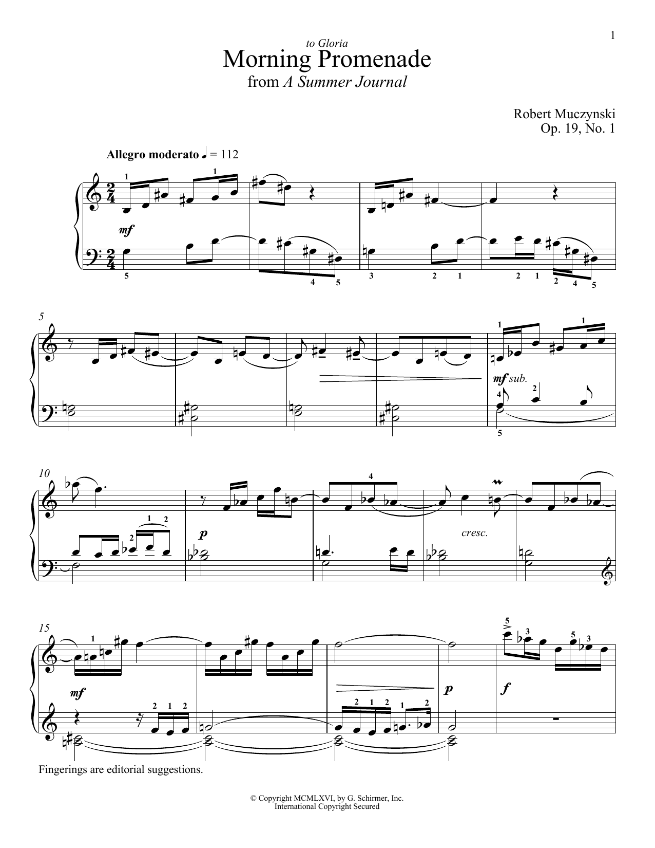 Robert Muczynski Morning Promenade Sheet Music