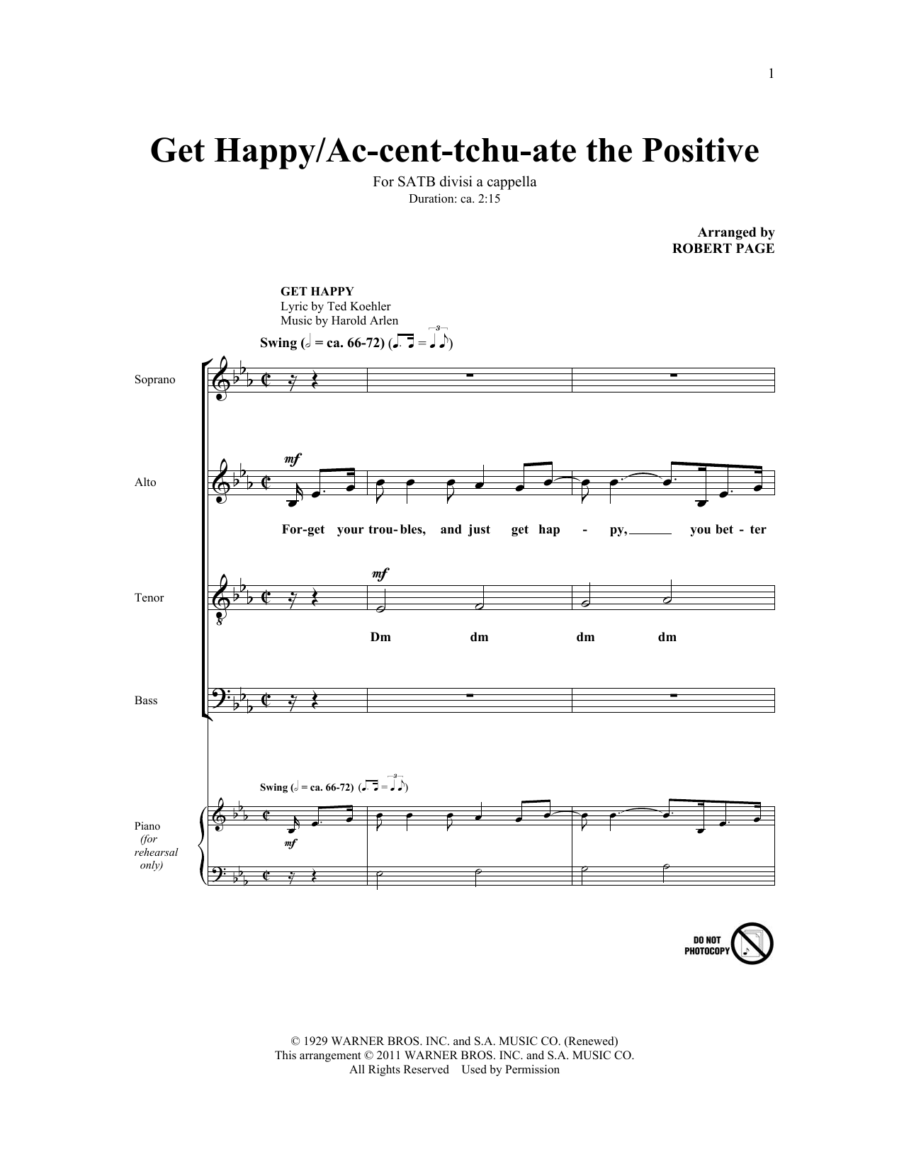 Robert Page Ac-cent-tchu-ate The Positive Sheet Music