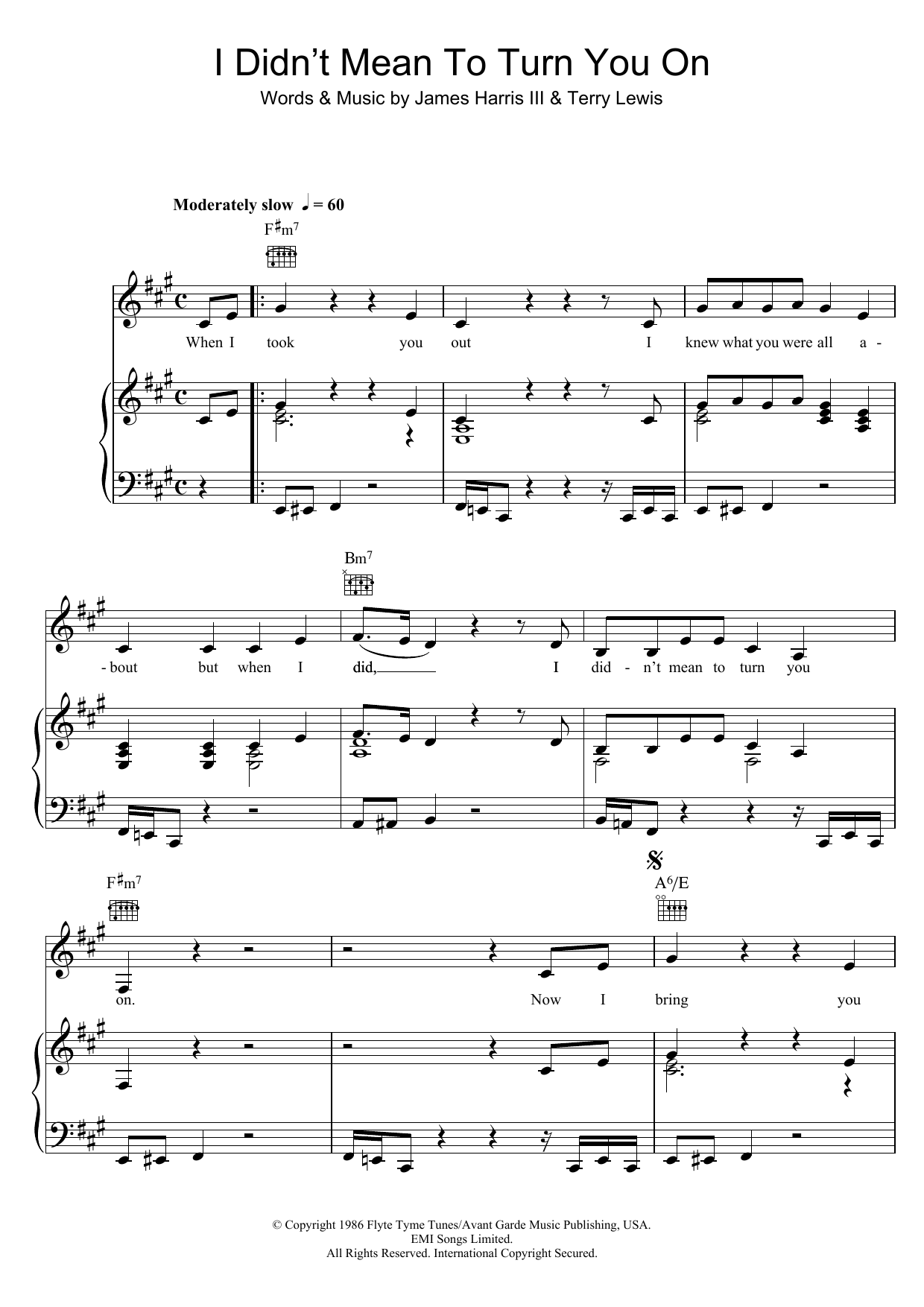 Robert Palmer I Didn't Mean To Turn You On Sheet Music