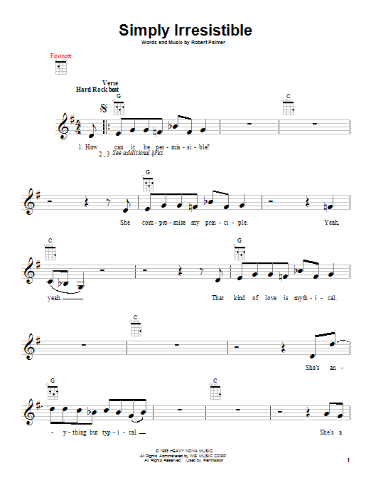 Robert Palmer Simply Irresistible Sheet Music