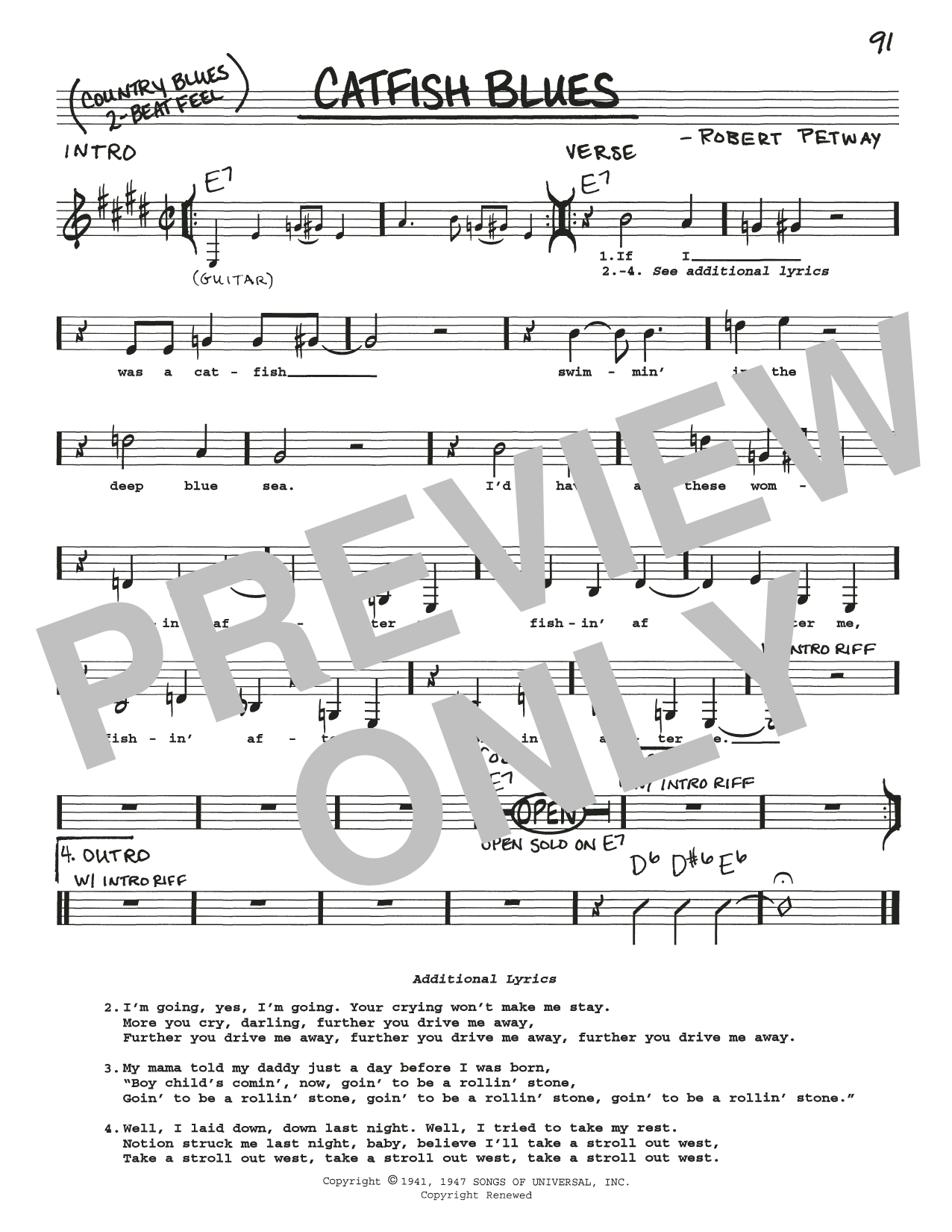 Robert Petway Catfish Blues Sheet Music