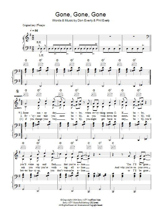 Robert Plant & Alison Krauss Gone, Gone, Gone (Done Moved On) Sheet Music