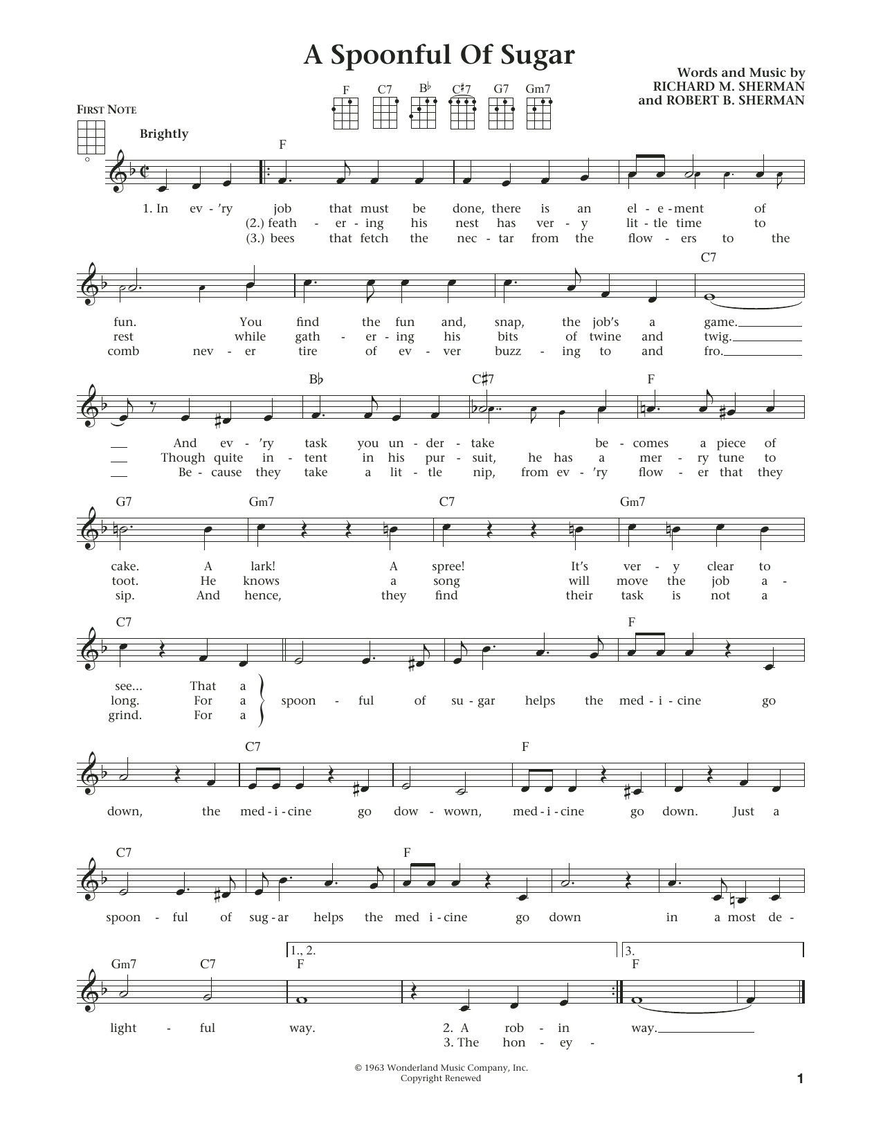 Sherman Brothers A Spoonful Of Sugar (from The Daily Ukulele) (arr. Liz and Jim Beloff) Sheet Music