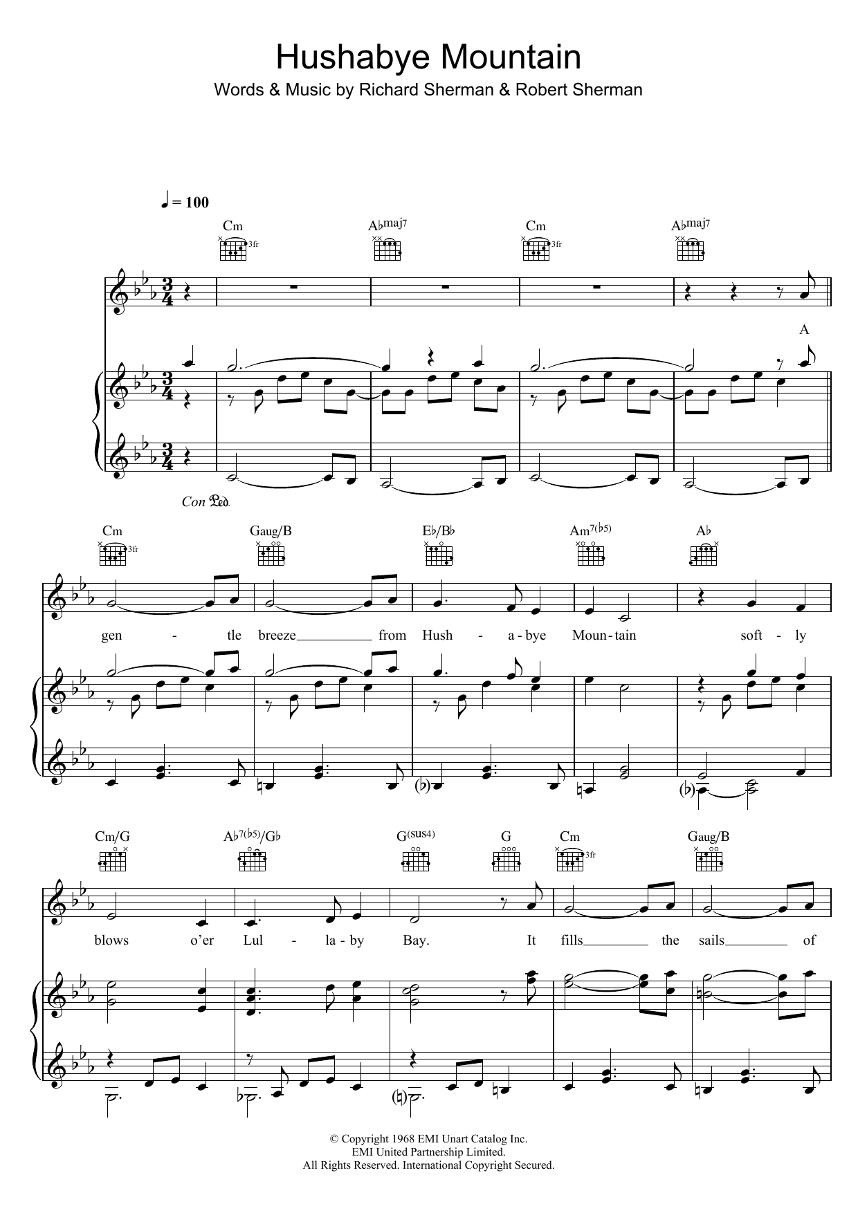Sherman Brothers Hushabye Mountain Sheet Music