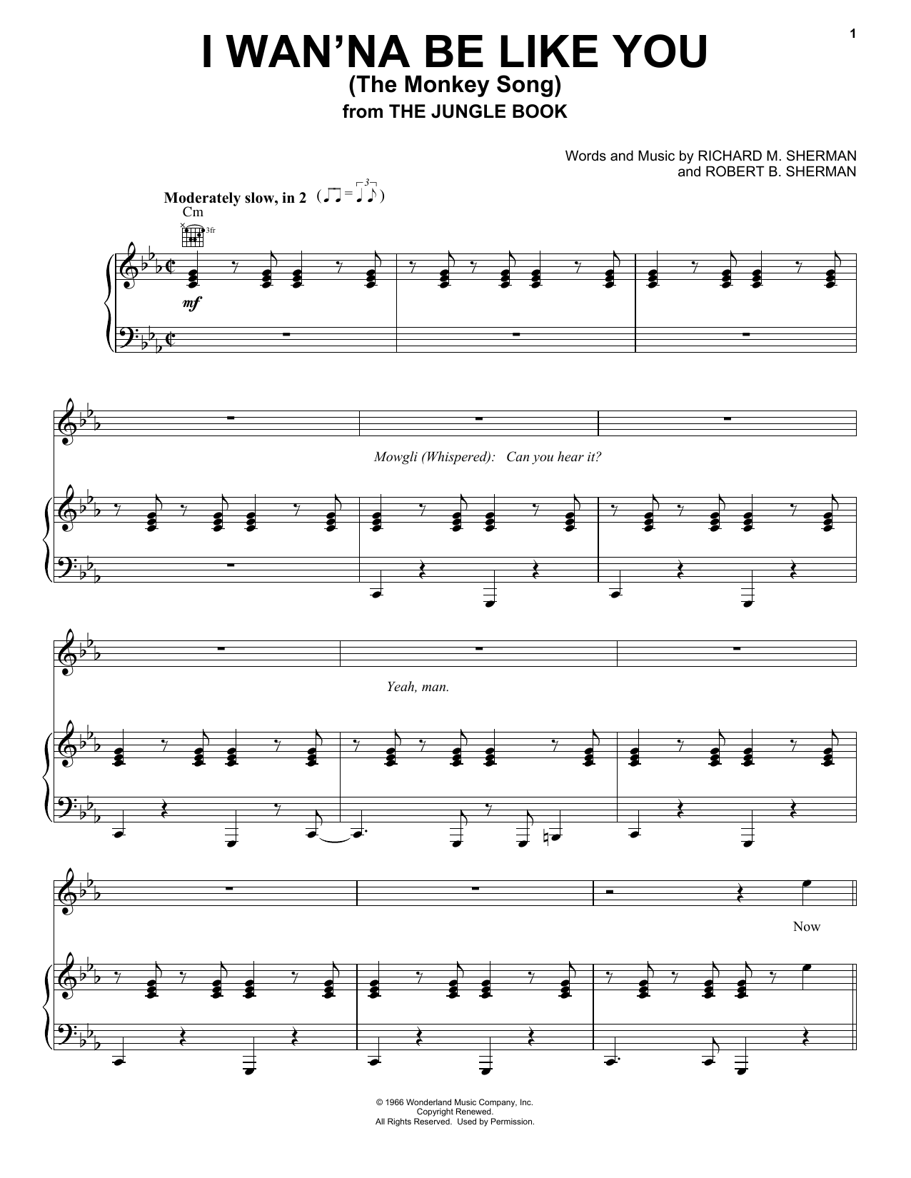Sherman Brothers I Wan'na Be Like You (The Monkey Song) (from The Jungle Book) Sheet Music