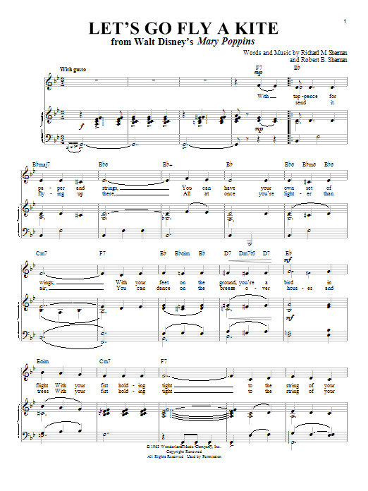 Sherman Brothers Let's Go Fly A Kite (from Mary Poppins) Sheet Music
