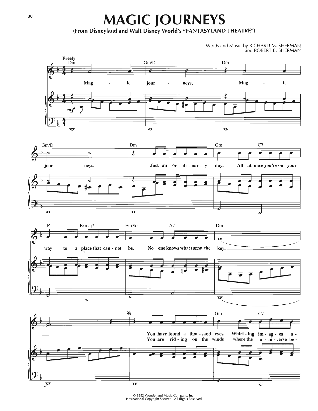 Sherman Brothers Magic Journeys Sheet Music