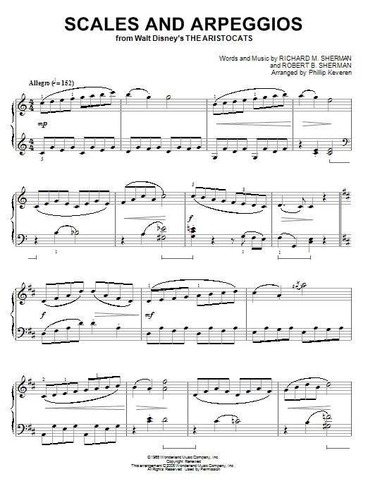 Sherman Brothers Scales And Arpeggios [Classical version] (from The Aristocats) (arr. Phillip Kev Sheet Music