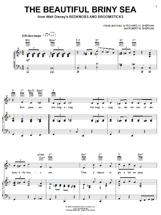 Sherman Brothers The Beautiful Briny Sea Sheet Music