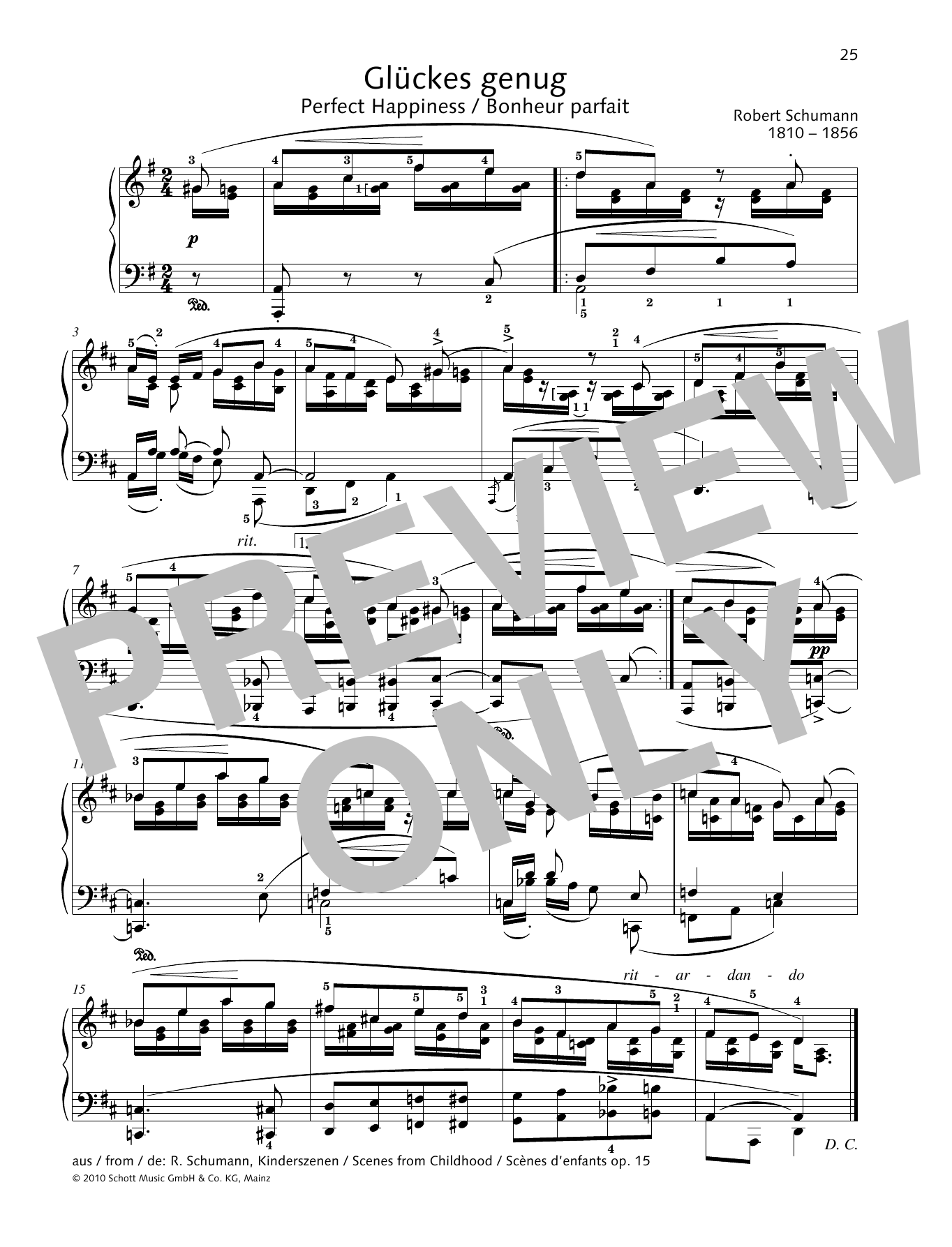 Robert Schumann Perfect Happiness Sheet Music