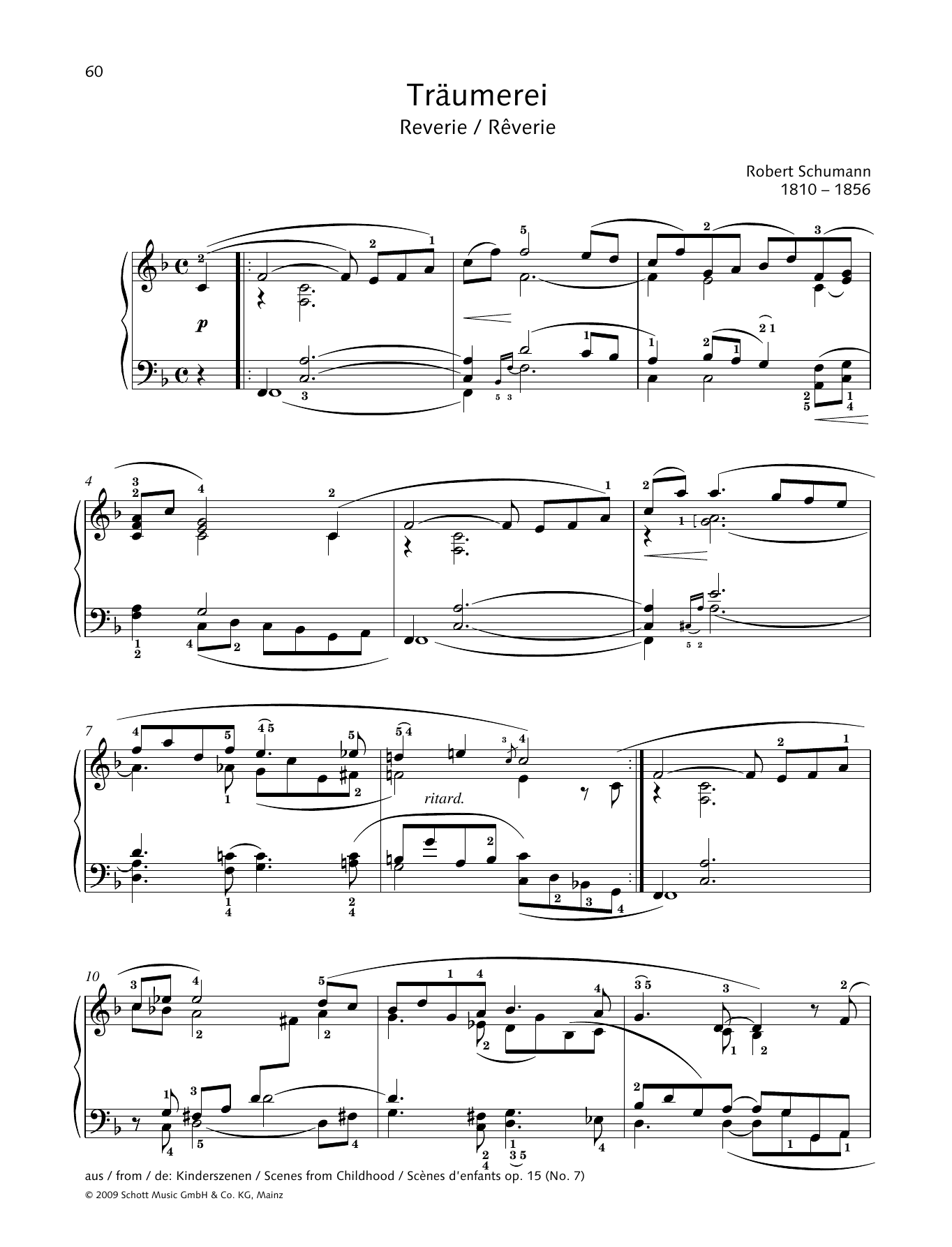 Robert Schumann Reverie Sheet Music